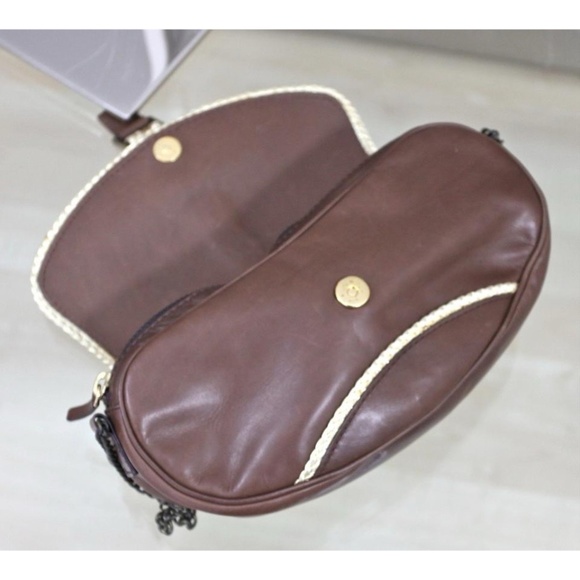 Giuseppe Zanotti Brown Leather Shoulder Bag Purse Handbag Gold Chain - Picture 6 of 10